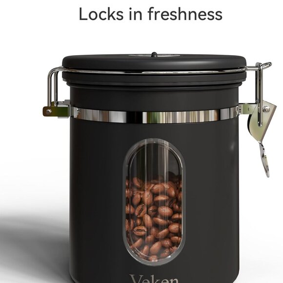 Veken Coffee Canister with Window, Airtight Stainless Steel  16OZ, Black - Picture 2 of 6